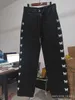 Мужские черные джинсы Harajuku бабочка вышивка хип-хоп High Street Свободные прямые ноги папочки брюки мужские брюки 9Y5330 211011