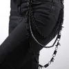 黒トーンパンツチェーン男性女性の女性2ラインカーブチェーンパンクジーンズ調節可能なヒップホップメタル服アクセサリージュエリーPC03 H0915
