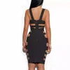 Przylotów Kobiety Sexy Rayon Elastyczne Bodycon Side Cut Hollow Out Sheath Mini Celebrity Party Bandaż Dress Dropship MD978 210524