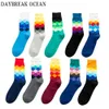 Plus Größe Farbverlauf Bunte Bequeme Gekämmte Baumwolle Socken Männer Casual Mode Frühling Herbst Crew Socken Lustige Glückliche Männer Socken X0710