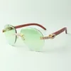 Exquisite classic XL diamond sunglasses 3524027, natural original wooden temples glasses, size: 18-135 mm