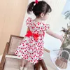 2021 abacaxi de verão impresso meninas infantis vestido vestido de manga voador pequeno vestidos moda fofo bowknot crianças saia de praia roupas g4ivfi3