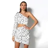 Sexig One Shoulder Party Dress Women Leopard Print Ruched Bodycon Mini Club Dress Höst Winter Dress Vestidos de Fiesta 210415