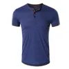 Mens sommar T Shirt Bomull Designer Hip Tops Kortärmad Knapp Blå Svart Top Loose Male And Women Clothes