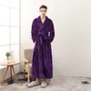 Bathrobe de Bathrobe Outono Inverno Quente Homewear Terry Robe Sólido Manga Longa Espesso Casual Roupas Vestido para dormir 210924