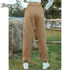 Cordon taille poche solide Cargo Joggers femmes Baggy pantalon haut Streetwear décontracté pantalon de survêtement droit 210510