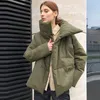 Wotwoy Oversized Recortado Jaqueta de Inverno Mulheres Windbreaker Algodão Acolchoado Parkas Sólido Casual Casacos Grésos Feminino Outerwear 210923