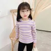 Småbarn Children's T-shirt randig Baby Girl T-shirts Spring Autumn Child T-shirt Casual Style Girls Clothing 210412