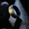 Blue Gold Two-tone Tungsten Steel Ring Band Finger Men Rough Hip Hop Carbide Rings Fashion Jewelry Gift Will and Sandy