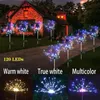 Lâmpadas solares alimentadas de grama ao ar livre Globo Dente de artifício Lâmpada de fogos de artifício 90/150/200 LED para Gramn Lawn Landscape Light Light