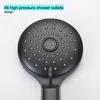 Tête de douche noire tenue à la main de salle de bain en métal avec long tuyauterie de massage haute pression Spa main tenue à la main Kit de douche Drop Ship 210724