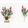 Christmas Tree Decor Simulation Cedar Berries Bouquet Home Decoration Xmas Ornaments Ormosia Bouquets DIY garland Pine Cone BH4962 WLY