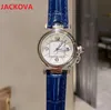 Montre De Luxe 5A Orologi al quarzo in vera pelle rossa blu rosa di qualità da donna con data automatica da uomo, orologio da polso di design, orologio da polso femminile all'ingrosso, 35 mm