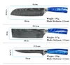 Set di coltelli da cucina Manico in resina blu Chef LNIFE Laser EAMASCUS Modello Mannaia Santoku in acciaio inossidabile giapponese Strumenti per affettare271n