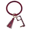 20 Colors With Door Opener PU Leather Wrap Key Ring Keychain Wristband Sunflower Bangle Press Elevator Tool GGE2137