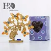 H&D Resin Elephant Butterfly Tree Figurine Lucky Blue Evil Eye for Money Protection Wealth Good Luck Xmas Gift Home Decor 210804