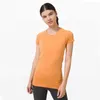 Kleding Tops T-shirt Yoga kleding Dames met korte mouwen Running Mesh Stitching Quick Drying Fitness Solid Color Top