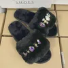 Sandals Shoes Flannel Women Slippers Flip Flops Female Slides Fashion Woman Furry Fur Slip On Size 36-42228F