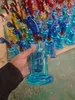 Vintage Freezable Glycerin Glass Bong Hookah Water Pipe Bubbler Match Color Bowl kan sätta kundlogotyp av DHL UPS