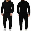 Costume de sport pour hommes couleur unie sportswear pull à capuche et pantalon 2 pièces jogging sport sweat à capuche fgfg