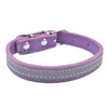 Dog Collar Leashes Reflekterande Krage Mode Rosa Blå Vit Grön PU Läder För Små Medium Hundar Chihuahua Yorkie Storlek S M L