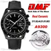 OMF V2 Moonwatch A9300 Automatico Chronograph Mens orologio Dark Side Real Custodia in ceramica Black Dial Nylon Strap Super Edition 2021 Orologi Puretime Y01