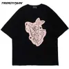 Męska koszulka Lato z krótkim rękawem Aplikacja Królik Hip Hop Oversized Cotton Casual Harajuku Streetwear Top Tee Tshirts 210601