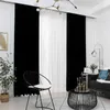 Plain Velvet Cotton Curtain for Living Room Bedroom Door Window Panel Blackout Curtain Drapes Burgundy Grey Black Coffee Brown 211203