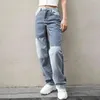 Mode Damen Hosen Y2K Jeans Herbst High Street Denim Hosen Baggy Baumwolle Gespleißte Jeans Mom Klassische Cargo Hosen für Mädchen Y211115