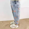 Джинсы для девочек Сердечный узор детский джинсы для девочек повседневное стиль детские джинсы весенняя осенняя одежда для девочек 210412