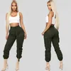 Venda cor sólida moda calça casual macacão com cinto alta cintura calças legal menina dança k-pop mulheres sweatpants 210525