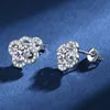 Stud S925 Sterling Argent Mossan Diamant Trèfle Boucles d'oreilles Femme Micro Full D Couleur 50 Points Polyvalent