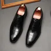 Dress Shoes Large Size EUR45 Black Mens Business Genuine Leather Oxfords Male Social