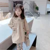 Dziewczyny Dress 2021 Wiosna Nowy Koreański Haftowany Z Długim Rękawem Księżniczka Dress Q0716