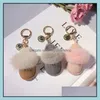 Keychains Fashion Aessory Luxury Handgjorda Mink Slippers Keychain Simation Shoes Bag Pendant Key Chain Immortal Flower Llaveros Drop Delive