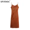 女性シックなファッションフロントスリットプリーツベルベットのミディドレス背中のない薄いストラップ女性ドレスvestidos Mujer 210420