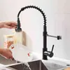 Matt Black Kitchen Faucet Deck Mounted Mixer Tap 360 Degree Rotation Ström Sprayer Nozzle Kökshandtag Kallkapslar 211108