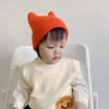 Berretti Autunno Inverno Bambino Cappello di lavoro a maglia Versione coreana Carino berretto in corno per ragazzo Ragazza Berretti Cappelli Bambini Pografia Cofano 1-2 anni