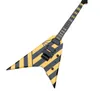 희귀 시차 V2FR Michael Sweet Flying V Yellow Stripe Electric Guitar Floyd Rose Tremolo Bridge Black Hardware 777 Back Cover5041658