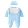 Mode Kleidung Neue set Nette Neugeborene Baby Jungen Brief Overall-spielanzug baby mädchen lätzchen Kappe Overalls