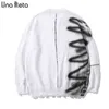 우나 레타 낙서 스웨터 남자 가을 스트리트웨어의 옷 힙합 풀오버 홀 대형 커플 220108
