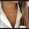 Colliers de boucles pendentifs bijoux livraison drop livraison 2021 Collier ￠ deux couches Collier en m￩tal Cha￮ne Cha￮ne Chure Chaur Moon Ox Horne Pendant Sier Gold Colo