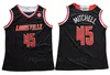 NCAA College Basketball 45 Donavan Mitchell Jersey University فريق أسود اللون الأبيض بعيدا للرياضة مراوح تنفس القطن الخالص التطريز والخياطة أعلى جودة