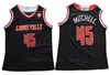 NCAA College Basquetebol 45 Donavan Mitchell Jersey University Team Black Color Branco para os fãs do esporte Bordado de algodão puro respirável e costura qualidade superior