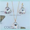 Oorbellen Sets Jewelry Drings Ketting Hoge Kwaliteit Driehoek Design Dames Jwellery Set gemaakt met Oostenrijks Crystal for Bridal Wedding Jewel