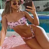 Kvinnors badkläder Push Up Bikini Butterfly Print Swimsuit Women High Cut Female Sexy Bathing Strand Beach Wear Swim Summer
