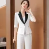 Różowe Garnitury Kobiety Letnia Moda Temperament Formalna Formalna Slim Blazer i Spódnica Panie Biurowe Panie Nosić 210708