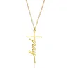 Priez Croix Religion Pendentif Collier Filles Femmes Lettre Sautoirs Déclaration Carte Bijoux Cadeau Argent Or Couleur