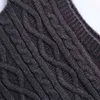 Vinatge mulher cinza v neck crochet colete primavera moda senhoras macio tanque feminino casual sem mangas knitwear 210515