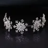 Luxury Crystal Snowflake Hairband Floral Bridal Tiaras Barock Crown Pageant Diadem Headband Bröllop Hår Tillbehör 220218